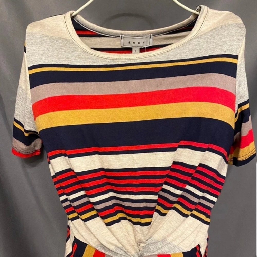 Gaze Striped Cropped Knot Tee - NWOT